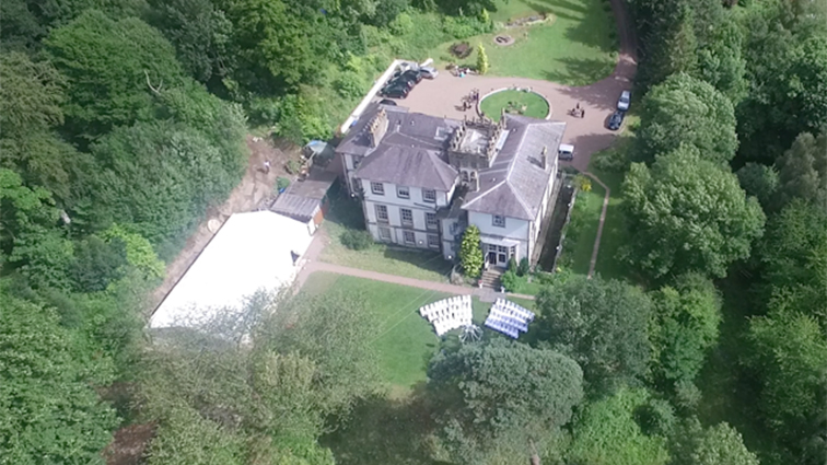 Aerial View of a Kirkhill Wedding